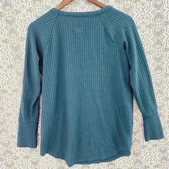 Chaser crewneck waffle knit pullover women's sweater L. teal - Picture 2 of 7